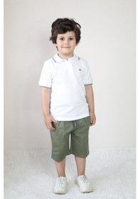 Resim Pike Tişört/gab Şortlu Takım 2-9 Yaş Beyaz - Haki 