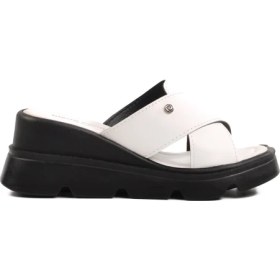 Resim Pierre Cardin Beyaz Yüksek Taban Kadın Dolgu Topuk Terlik 