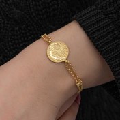 Resim Gümüş Gold Kaplama Tuğralı Kadın Bileklik 