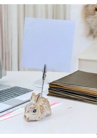 Resim Tavşan Temalı Not Tutacağı Fotoğraf Tutacak Not Tutucu Ofis Seti Hediyelik Kahverengi 