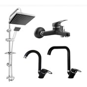 Resim BDL ARMATÜR Siyah Krom 4’lü Set Lavabo-banyo-mutfak-robot Duş Seti 
