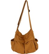 Resim Yaleker Kahverengi Askılı Çanta Unisex: Geniş Hacimli Kumaş Okul Çantası, Street Stil, Günlük Kullanıma Uygun, Erkek/kadın İçin 