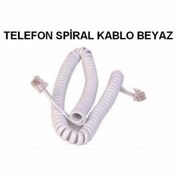 Resim Beyaz Spiralli Telefon Ahize Kablosu 4P4C 3 Metre 