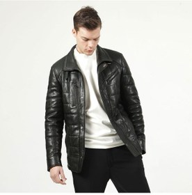 Resim Dericlub E-2012 Jumbo Büyük Beden Gerçek Deri Erkek Kaban-Yeşil 