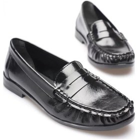 Resim Trendella Siyah Parlak Deri Görünümlü Penny Loafer Tr88ms02a 
