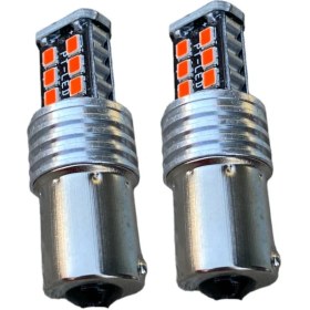 Resim EKT Kırmızı Çift Duy 15 LED Stop,sinyal, Geri Vites Ampulü 1016 Tip 
