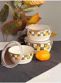 Resim Amarillo Emaye 3'Lü Kapaklı Saklama Kabı 