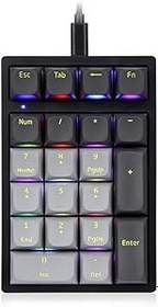 Resim Mistaha K3 21 Tuşlu Sayısal Klavye Ayrılabilir Veri Kablolu Ergonomik RGB Mekanik Klavye Gateron GPRO Kırmızı Anahtarlar 