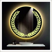 Resim Dnr-MirrorDnr-Mirror 80 cm Günışığı Ledli Tasarım Kumlamalı Banyo Aynası Makyaj Aynası Işıklı Ayna 