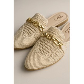 Resim Ön Örgü Kapama Zincir Detay Ev Terliği 