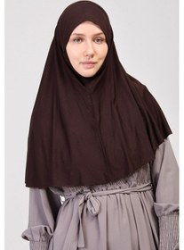 Resim Manolyaşal İslamic Hijab Pratik Eşarp Peçeli-peçesiz Hazır Türban Sufle - Kahverengi KAhverengi 