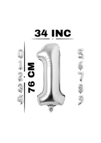 Resim Folyo Balon Rakam Gümüş Renk 34 Inc 76 Cm Helyum Uyumlu 3 