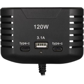 Resim Olesson 2012 12-24V Çift Type-C - Tek USB Girişli 120W 80CM Kablolu 3'lü Araç Çakmak Çoklayıcı 