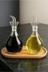 Resim yeşil salata Fenomen Yağdanlık 900ML 2 ADET + BAMBU SET 
