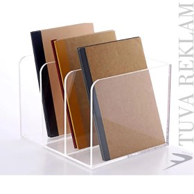 Resim Tuva Reklam Çok Amaçlı Pratik Şeffaf Pleksi Kitaplık Dergilik ( 3 Bölmeli) 