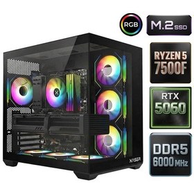 Resim Xaser Sage X50 R5-7500F Ddr5 16 GB 512 GB M.2 NVMe SSD 8 GB RTX5060 Free Dos Masaüstü Oyuncu Bilgisayarı 