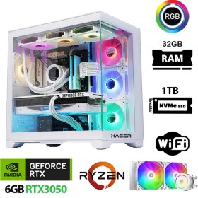 Resim Xaser Sword X70 Ryzen 7 5700X 32GB Ram 1tb M.2 Nvme SSD RTX3050 Sıvı Soğutmalı Oyuncu Bilgisayarı 
