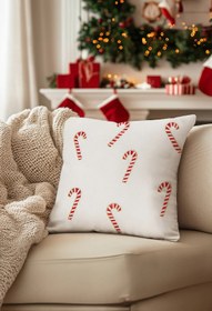 Resim Charm Baston Şeker İşlemeli Krem Kırlent 45X45 35255A - Krem / 45 x 45 