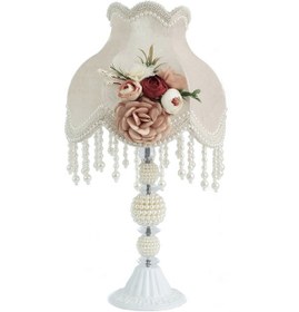 Resim Kadife Kaplı Çiçek Dekorlu Abajur 13798382 Diğer 