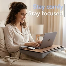 Resim Vigo Wood-LS024 Minderli Laptop Sehpası (Meşe) 