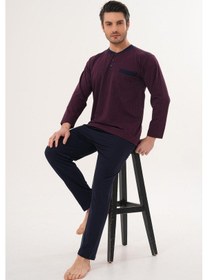 Resim Markalinda 3130 Bordo Büyük Beden Erkek Pijama Takımı Bordo 