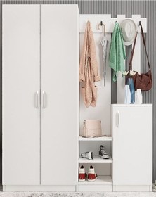Resim Teos Portmanto Vestiyer Beyaz-160 cm 