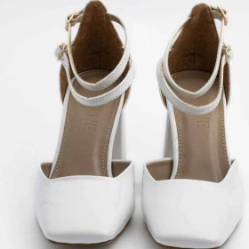 Resim Ruxene Gleam Kapalı Kare Burun 8cm Kalın Topuk Çift Bantlı Stiletto - Topuklu Ayakkabı 