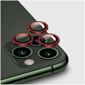 Resim Apple iPhone 12 Pro Kamera Koruyucu Lens Mercek Metal Çerçeveli 3lü Set Kırmızı Red 