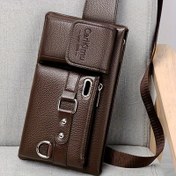 Resim Erkekler İçin Rahat Çapraz Çanta Ayarlanabilir Omuz Askılı, Çok Cepli İş Omuz Çantası, Aşınmaya Dayanıklı, Fermuarlı Kapatma, Polyester Astarlı, Püskül Detaylı, Dışarı Çıkmak İçin Baskısız Tasarım 
