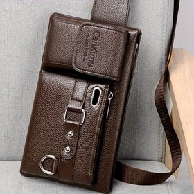 Resim Erkekler İçin Rahat Çapraz Çanta Ayarlanabilir Omuz Askılı, Çok Cepli İş Omuz Çantası, Aşınmaya Dayanıklı, Fermuarlı Kapatma, Polyester Astarlı, Püskül Detaylı, Dışarı Çıkmak İçin Baskısız Tasarım 