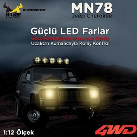 Resim MN Model MN78 1/12 Jeep Cherokee 4x4 RC Model Crawler Offroad Truck RTR Gümüş Uzaktan Kumandalı Araba - Dahili Işık Seti 