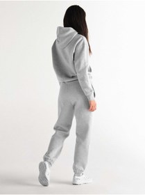 Resim LAND MODA Kadın Kartal Baskılı Kapüşonlu Sweatshirt Eşofman Alt-üst Takımı 