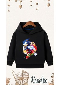 Resim Startmore Sonic Baskılı Kapüşonlu Çocuk Sweatshirt Siyah 
