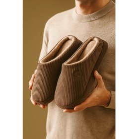 Resim Redtan Kahverengi Erkek Ev Terliği | Ortopedik | Yumuşak Tabanlı | Içi Kürklü Damat Terliği & Çeyizlik 