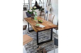 Resim Sisuprintlab Kibyra- Ahşap Kütük Yemek Masası / Toplantı Masası / Çalışma Masası U Ayak 