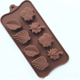 Resim Pasta Cumhuriyeti Yaprak ve Ağaç Silikon Kalıp Çikolata Sabun Kokulu Taş Mum Epoksi Kalıbı 8 Bölmeli 