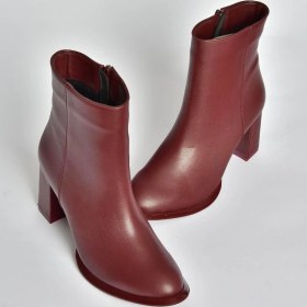 Resim V590166309 Bordo Kalın Topuklu Klasik Kadın Bot Bordo-suni Deri 