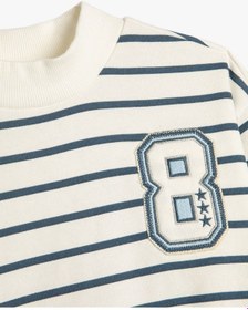 Resim Koton Sweat Şardonlu Dik Yaka Uzun Kollu Mavi Çizgili 4wkg10283ak 4WKG10283AK6S0 Mavi 