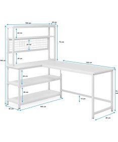Resim 89011 140CM Çalışma Masası Oyuncu Masası Bilgisayar Masası Ders Laptop Beyaz 