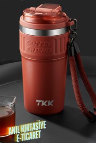 Resim Vagonlife TKK Yeni Koleksiyon 630ml Pipetli/Pipetsiz Kullanım Askılı Paslanmaz Çelik Termos Kahve Mug Matara 