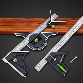 Resim 1 set 3'ü-1 arada ayarlanabilir ve sökülebilir ahşap işleme açılı cetvel - hassas cetvel - elektrikli olmayan, dayanıklı ve yüksek derecede kesin - ev dekorasyonu ve tasarım için uygun hassas cetveller, DIY proje ölçüm araçları 