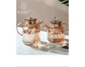 Resim Yenisini Al Kabartmalı Borosilikat Cam Demlik 1000ML ROYALEKS-CM-2006 