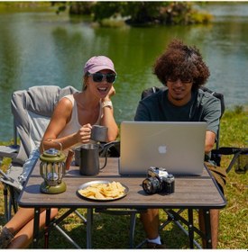 Resim Kingcamp Granite Premium 80x60 Katlanır Lux Kamp Masası Ahşap - Kahverengi 