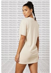 Resim Nike Sportswear Organic Cotton Short Sleve Dress Nakış Swooslu Bej Elbise Bej 