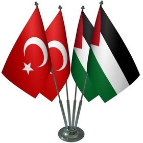 Resim Masa Üstü Filistin Bayrağı Türk Bayrağı Dörtlü Krom Direk Masa Ba 