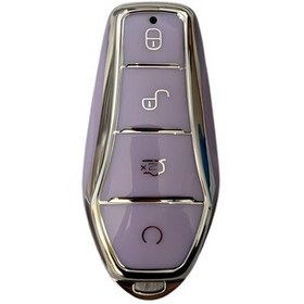 Resim Autohan Keys Anahtar Kılıfı Byd Atto 3 Seal U İçin, Premium Lila-gümüş Kaplama, Koruyucu 