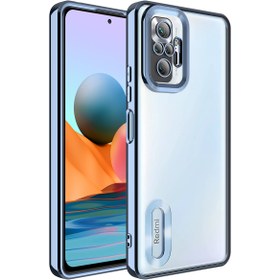 Resim Fibaks Redmi Note 10 Pro Kılıf Kamera Lens Korumalı Şeffaf Renkli Logo Gösteren Parlak Kapak 