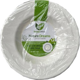 Resim Roll-up Nature Ekolojik Karton Kağıt Parti Çok Amaçlı Çukur Derin Tabak - 23 Cm. -25 Adetlik 1 Paket Beyaz 