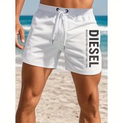 Resim Erkekler için Hızlı Kuruyan Plaj Şortu - Lacivert, İpli Kapatmalı, Hafif Polyester, Sörf, Futbol ve Havuz İçin, Makinede Yıkanabilir Atletik & Günlük Mayo, Spor Aktif Giyim, Dayanıklı Kumaş, Pürüzsüz Dokulu 