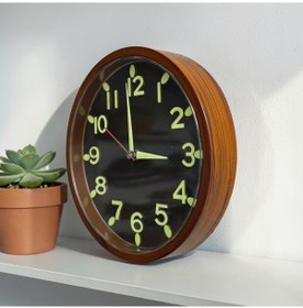 Resim Fosforlu 3d Rakam Çocuk Odası Küçük Mini Duvar Saati Eskitme Siyah Çap 22 Cm 